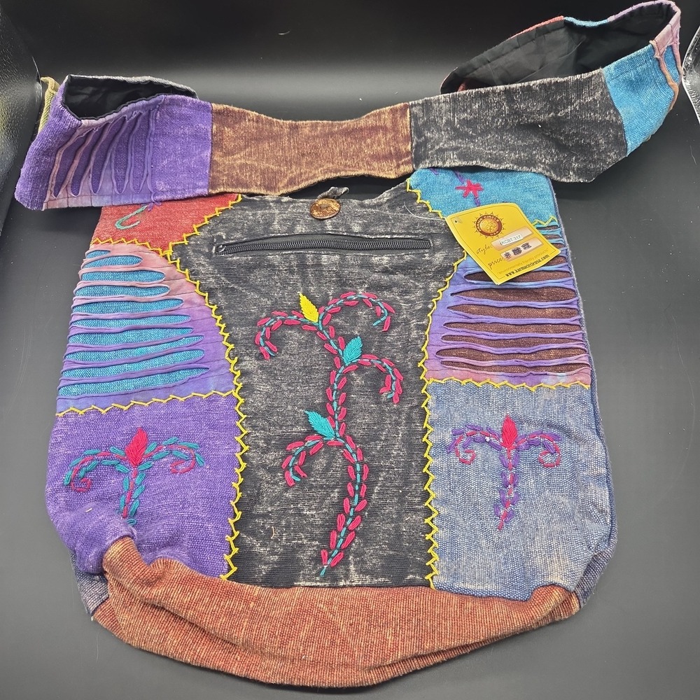 Karma Circle USA Boho Patchwork Hobo Bag Embroidered Crossbody Sling Purse...